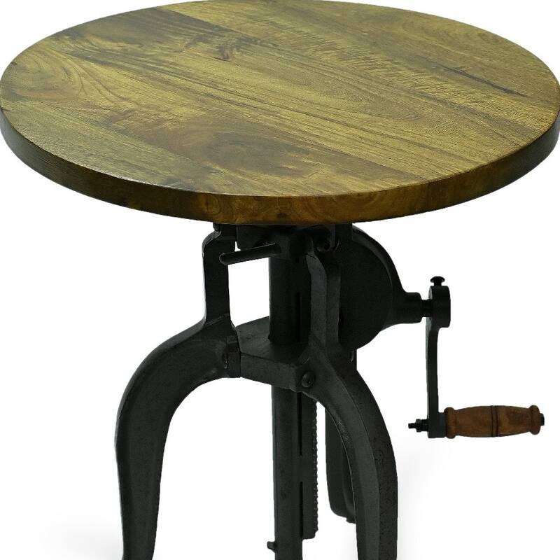HomeRoots 19" Industrial And Oak Solid Wood Round End Table - 18
