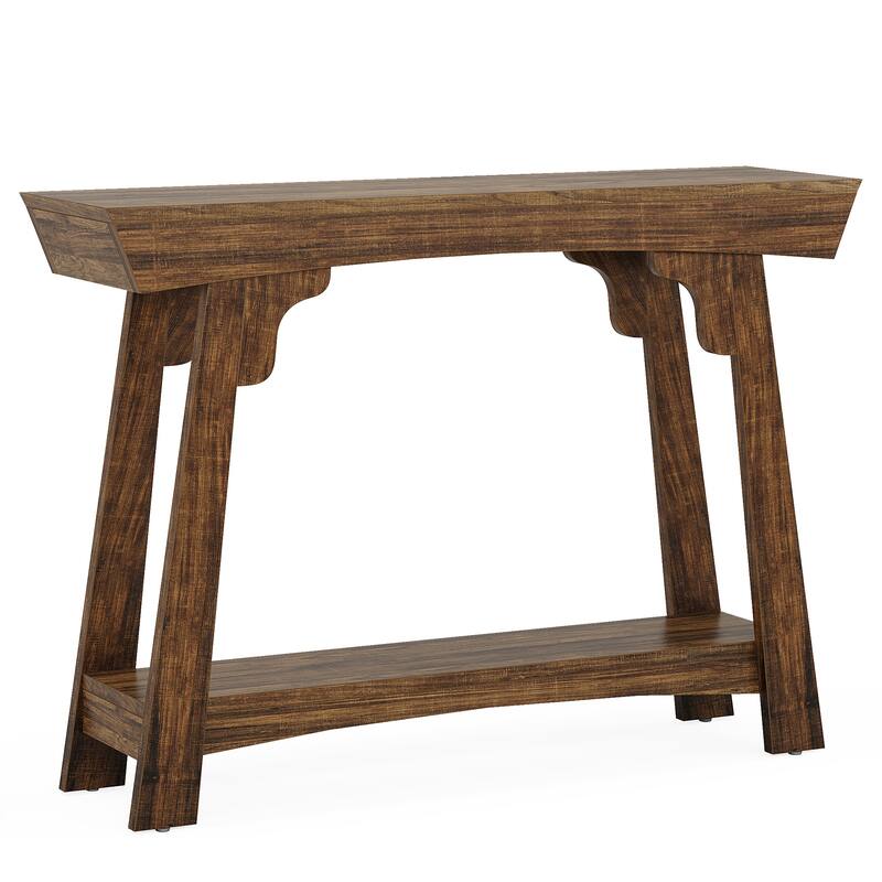 41" Wood 2-Tier Small Console Table Behind Couch with Storage