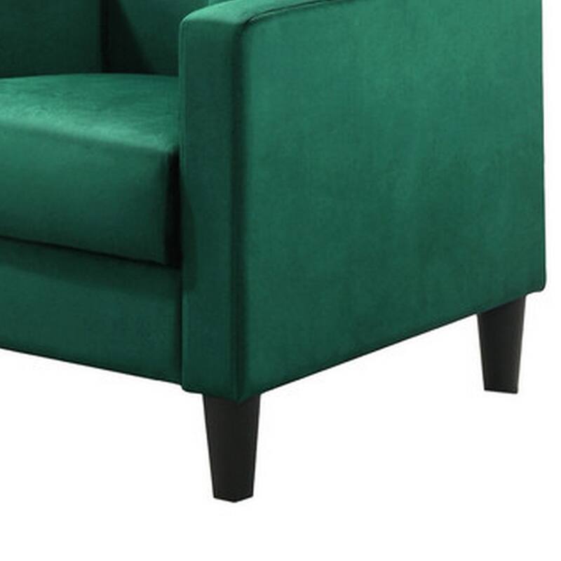 Oz Living Room Set with 2 Velvet Armchairs, Wood Accent End Table, Green