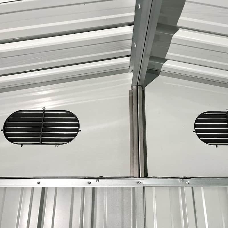 8x10 FT Outdoor Metal Tool Storage Shed with Window and Lockable Doors