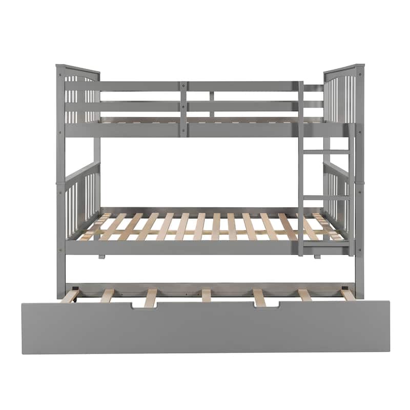 Full-Over-Full Bunk Bed with Trundle, Space-Saving Design for Sleepovers