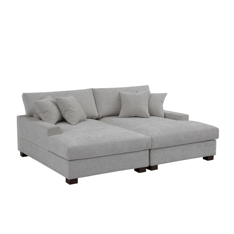 Modern Upholstered Chenille Modular Sectional Sofa with 2 Chaise