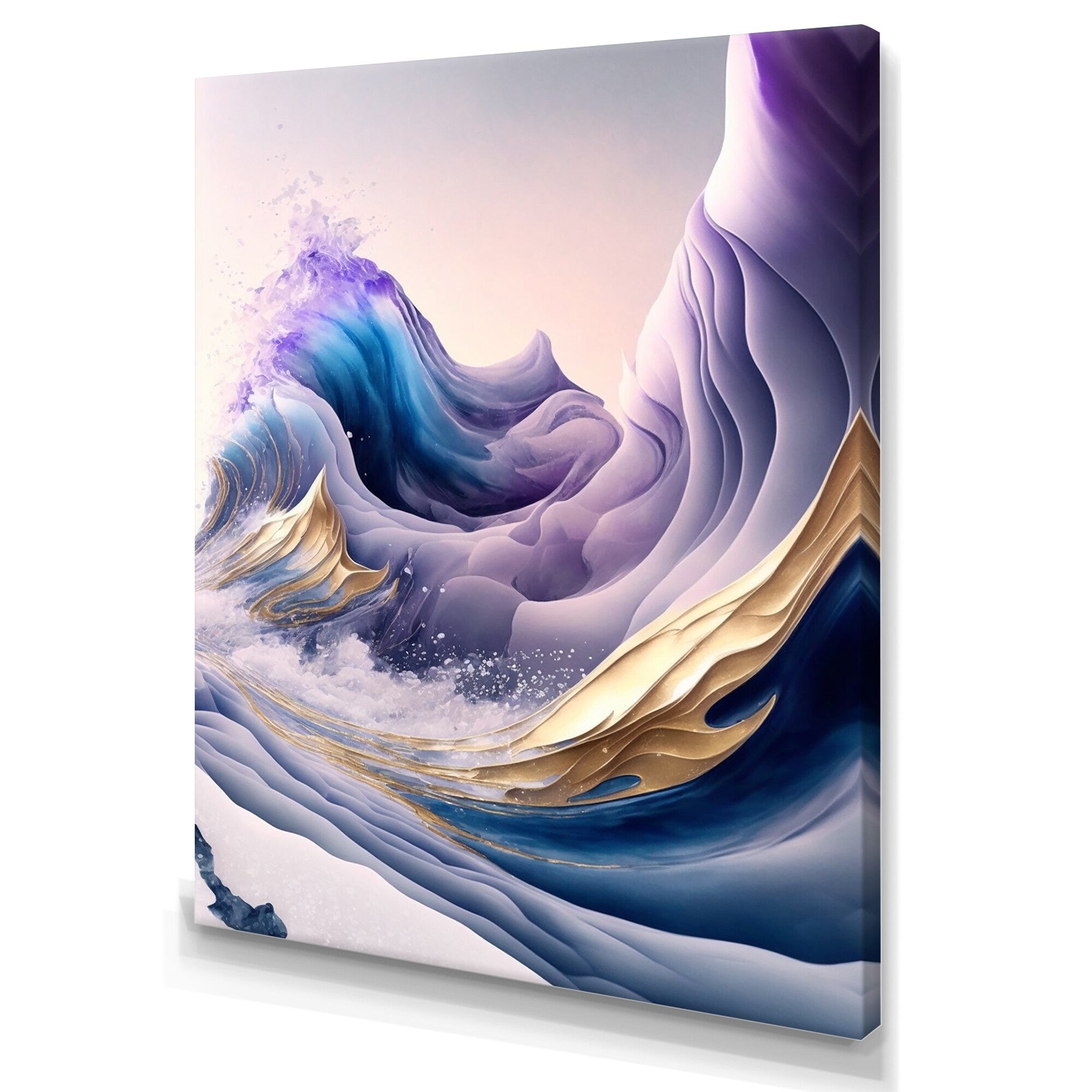 Designart undefinedBlue, Gold And Purple Splash Paint IVundefined