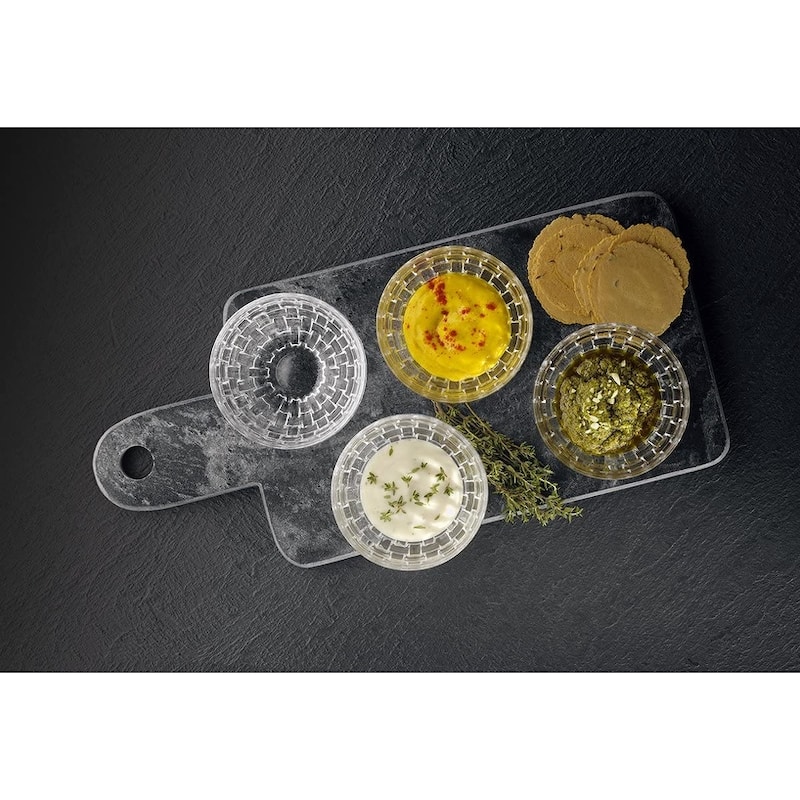 Nachtmann Set of 4 Bossa Nova Round Crystal Dip Bowls - 3.5 inches