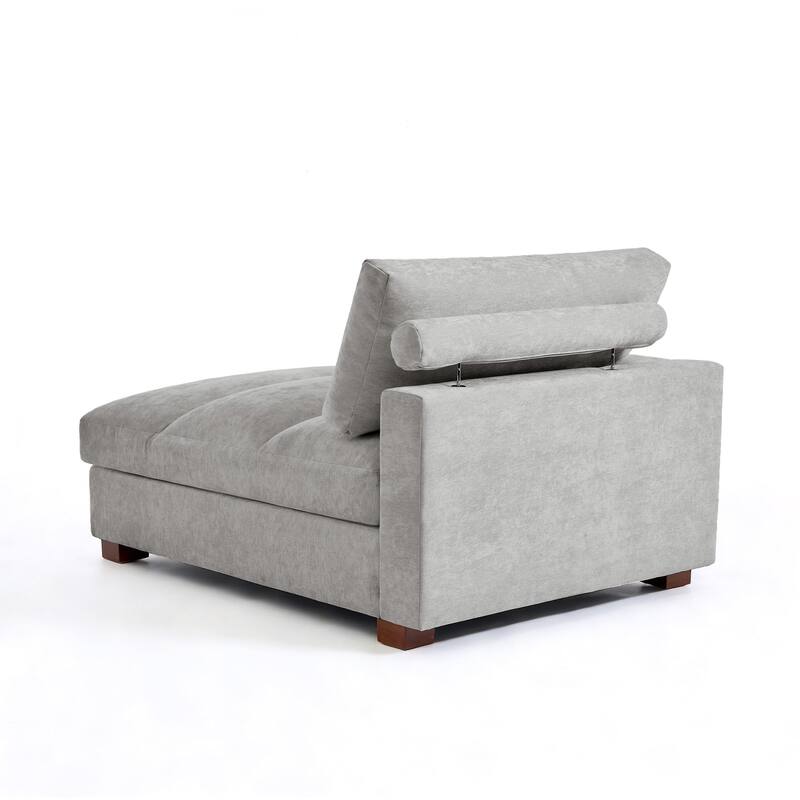 Mid-Century Chenille Adjustable Headrest Chaise Lounge Sofa