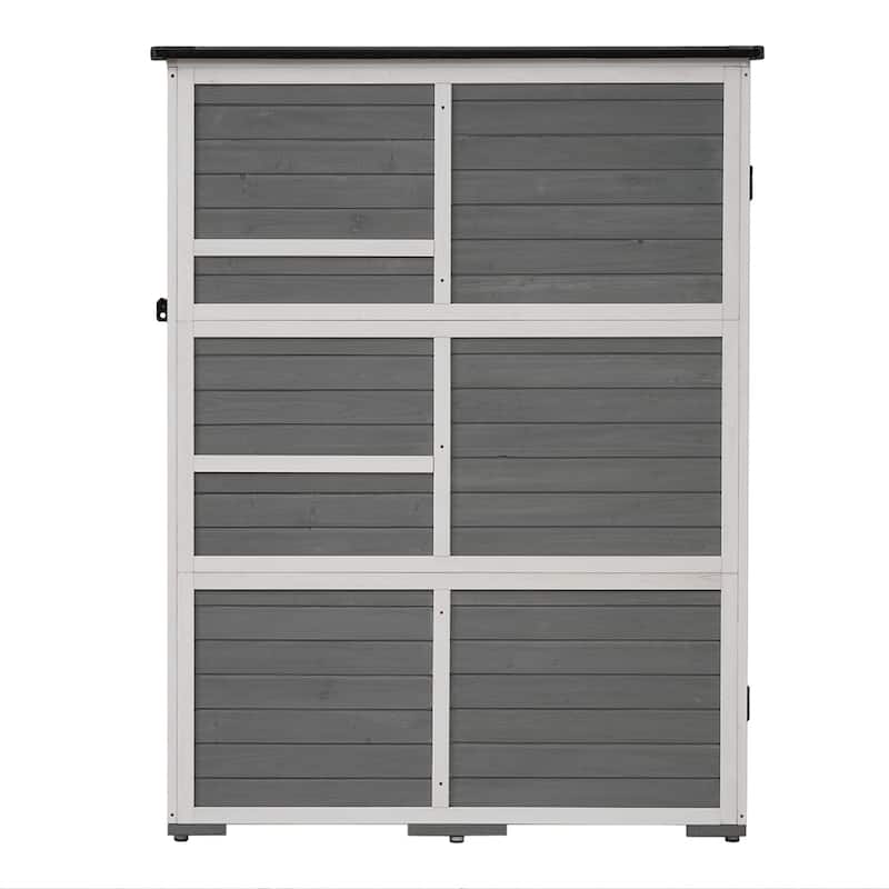 Outdoor Lockable Wood Storage Shed with Waterproof Roof and Shelves