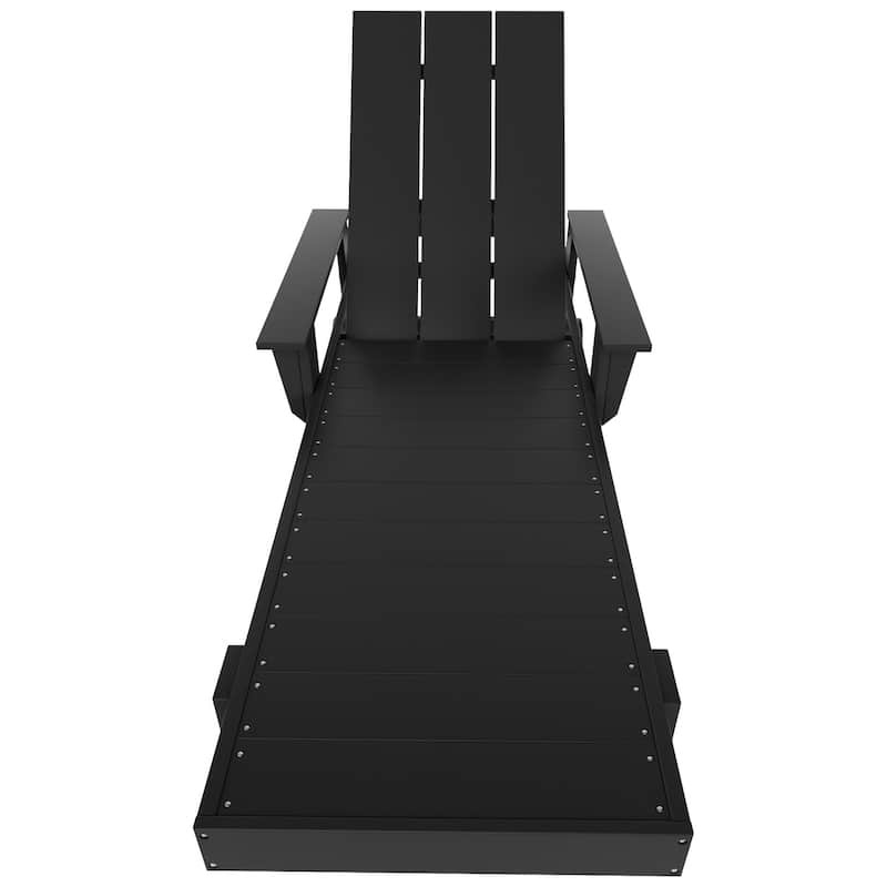 Polytrends Shoreside Modern Poly Reclining Eco-Friendly All Weather Chaise Lounge With Arms & Wheels