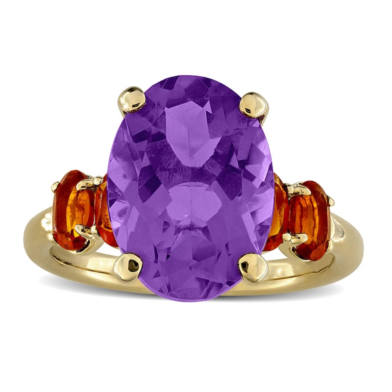 Miadora 6ct TGW Amethsyt and Madeira Citrine Ring in Yellow Plated Sterling Silver