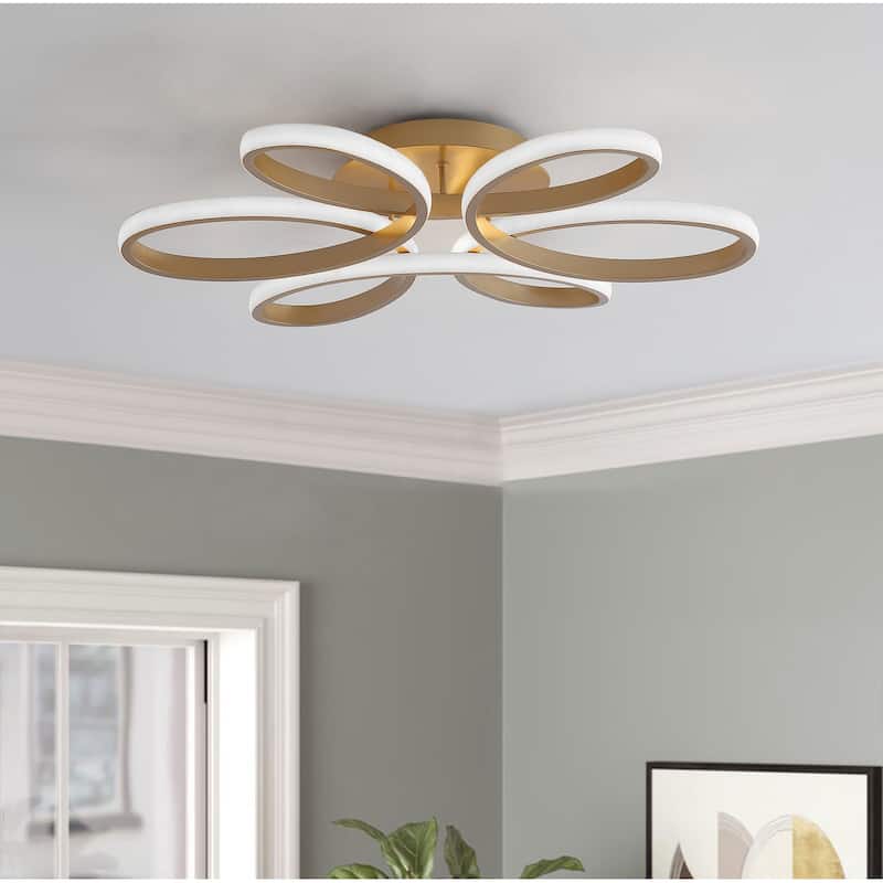 Modern Curved Linear LED Flush Mount Ceiling Light Fixture