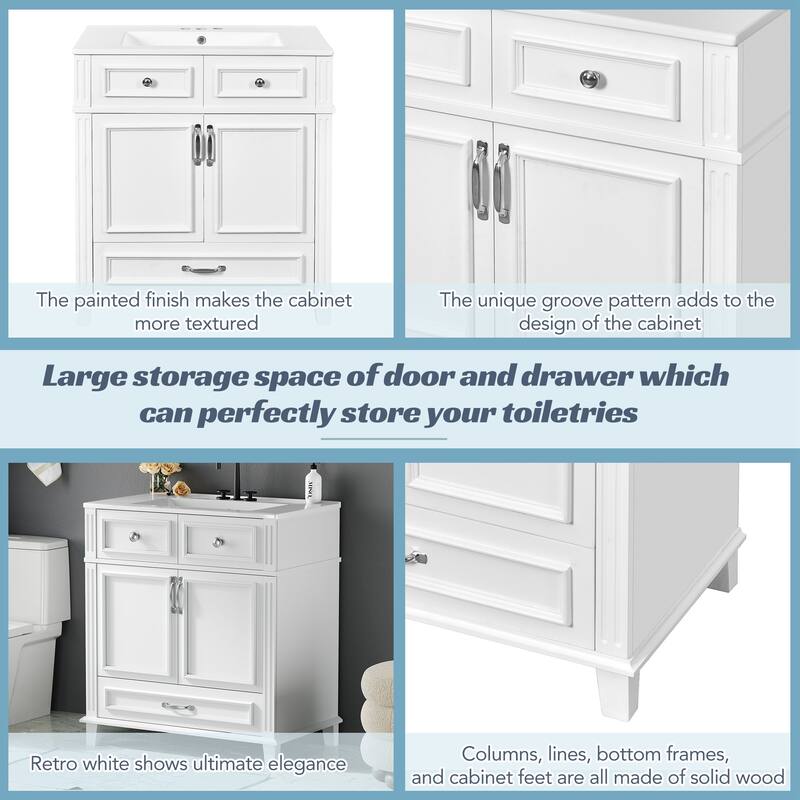30" Freestanding Bathroom Vanity with Ceramic Sink