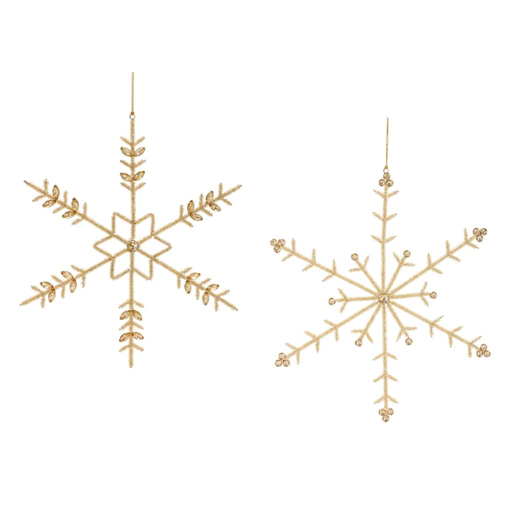 Beaded Snowflake Glass Christmas Ornament - 12.25" - Gold - 6ct