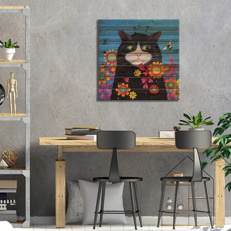 Flower Powers Print On Wood by Vicky Mount - Multi-Color