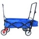 preview thumbnail 2 of 7, Folding Wagon with Adjustable Handles and Drink Holder, Heavy-Duty Hand Cart for the Outdoors