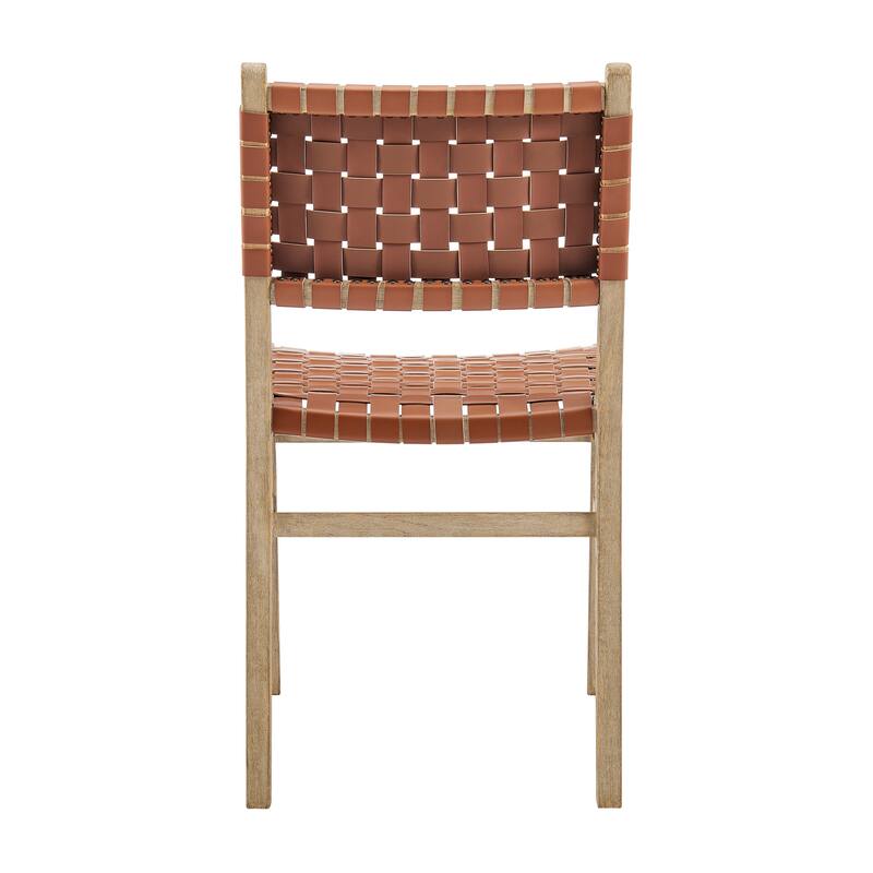 NPD Furniture Marco Faux Leather Dining Side Chair Drift Wood Frame (Set of 2)