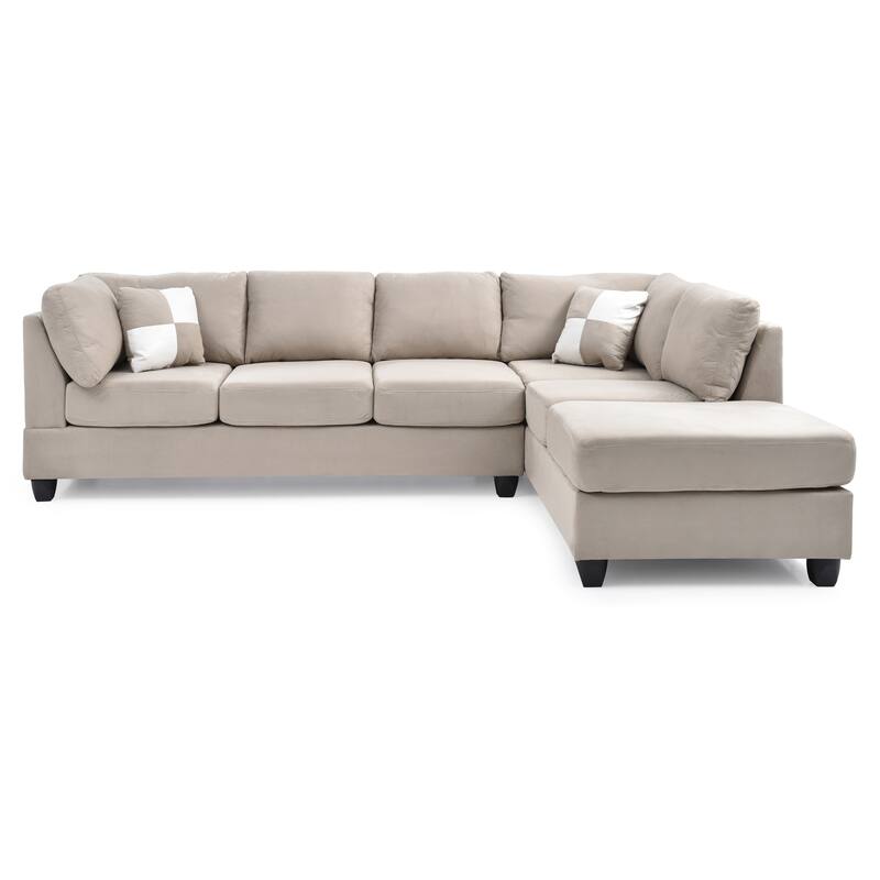 Sectional, White, Microfiber, 111x78x34 inches, 207 pounds