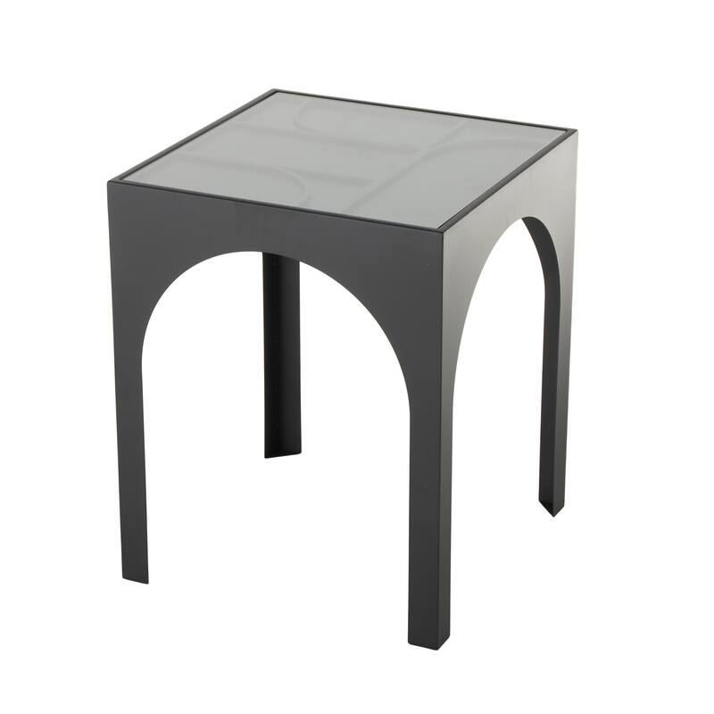 Metal Geometric Accent Table with Glass Top - Black - Roche River Decor