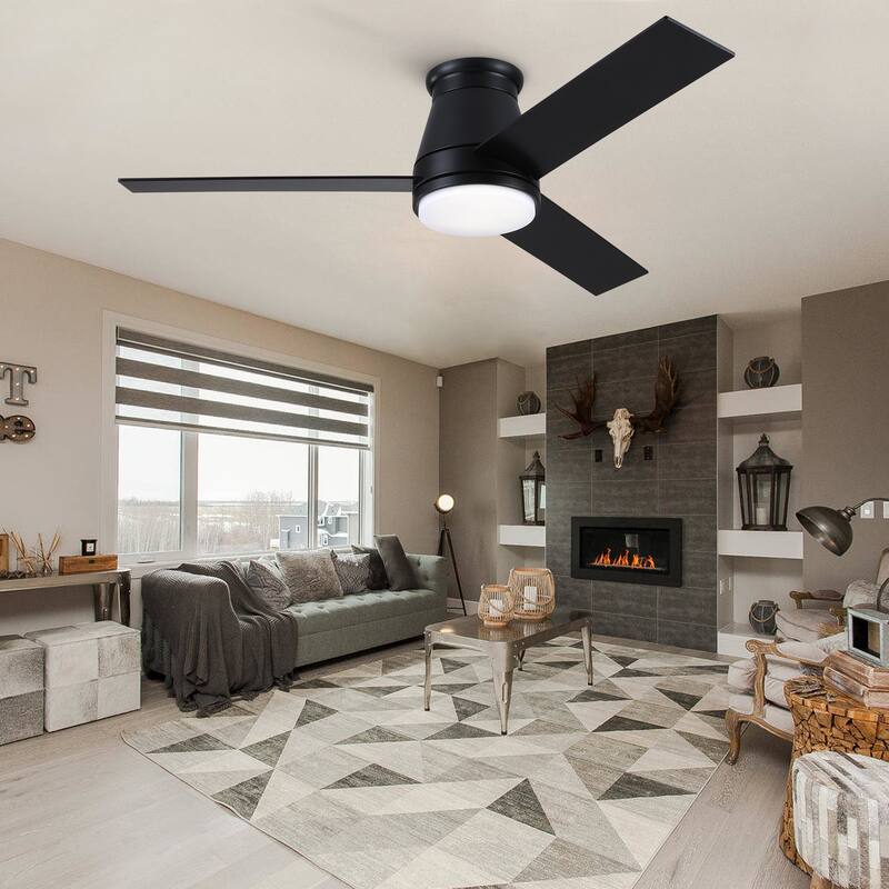 48" Black Profile Ceiling Fan with Light
