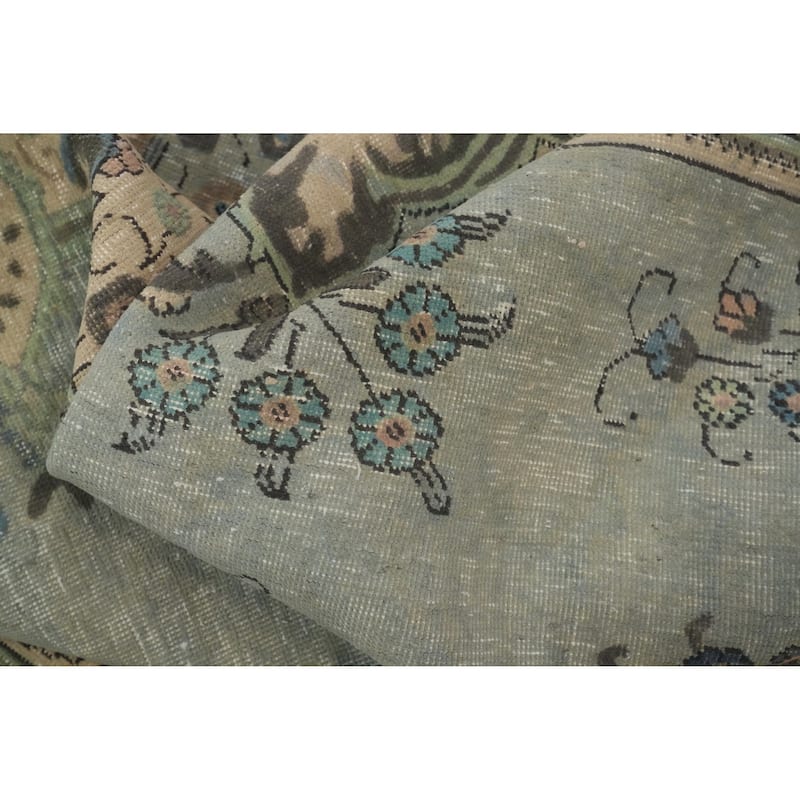 Hand Knotted Oriental 100% Wool Carpet Traditional Floral Greys & Charcoal Tabriz Area Rug - 11' 9'' X 9' 6''