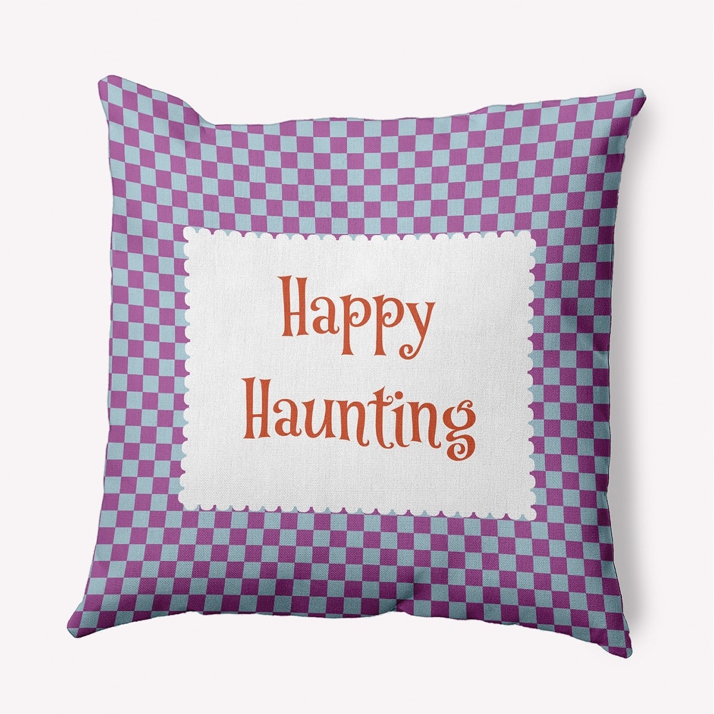 Halloween Happy Haunting Checks Accent Pillow