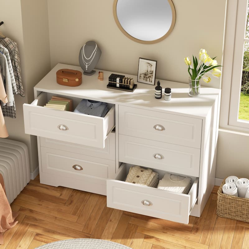 Futzca 6-Drawer Storage Dresser - Versatile Media Console & Entryway Organizer