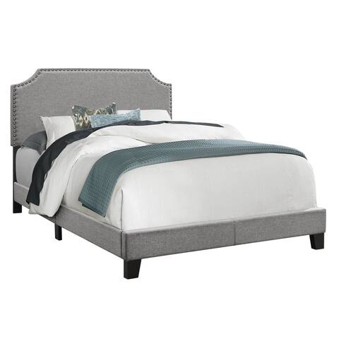 Offex Contemporary Full-Double Size Linen-Look Bed Frame, Grey -52 lbs