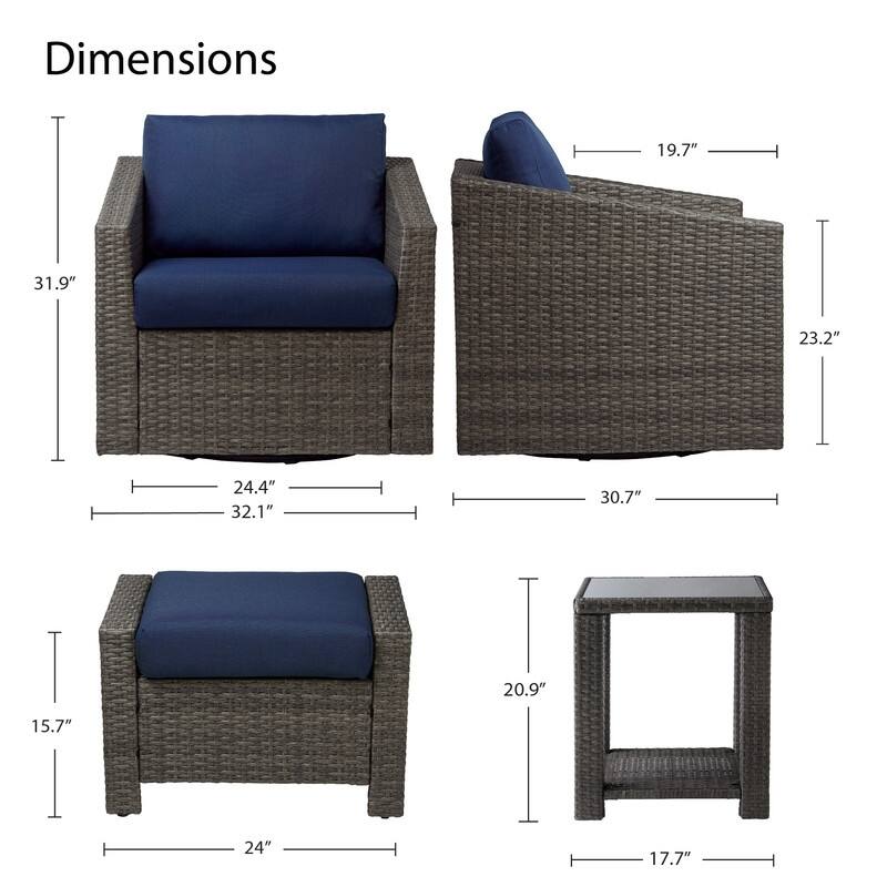 Oakley Outdoor Wicker Patio Furniture Swivel Chair