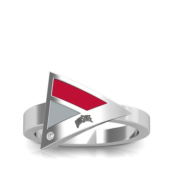 Shop The Ohio State University Engraved Sterling Silver Diamond Geometric Ring In Red Grey On Sale Overstock 29914585