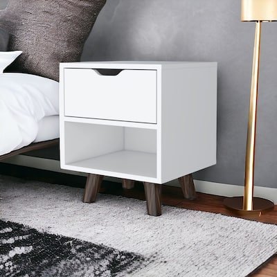 HomeRoots 19" White One Drawer Faux Wood Nightstand
