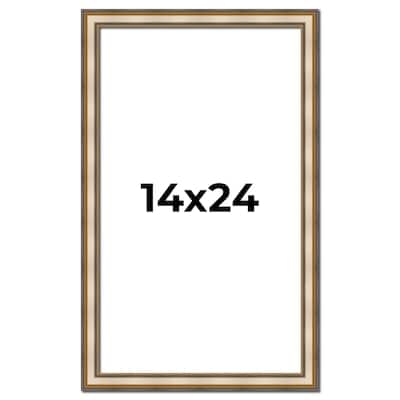 14x24 Frame Gold Solid Wood Shadow Box Width 1.5 Inches | Interior Frame Depth 2 3/8 Inches