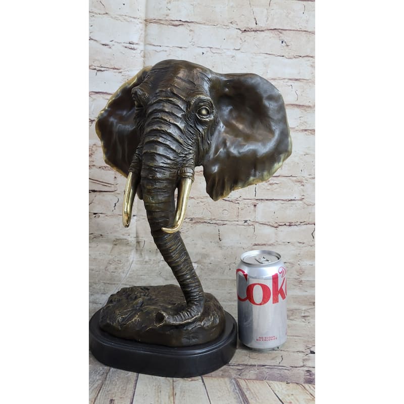 Abstract Floating Imitative Elephant Head Bust Bronze Sculpture Statue Art Africa