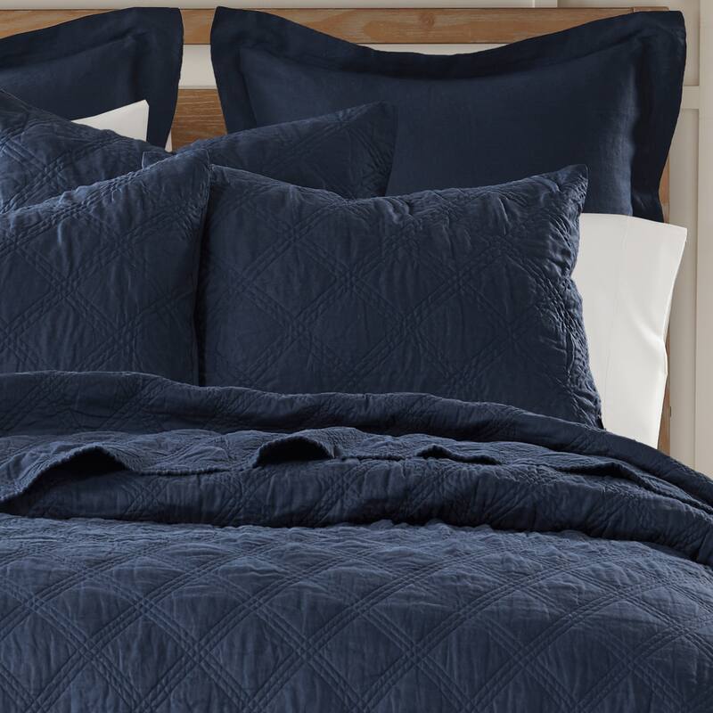 Washed Linen Navy Full/Queen Quilt - Levtex Home