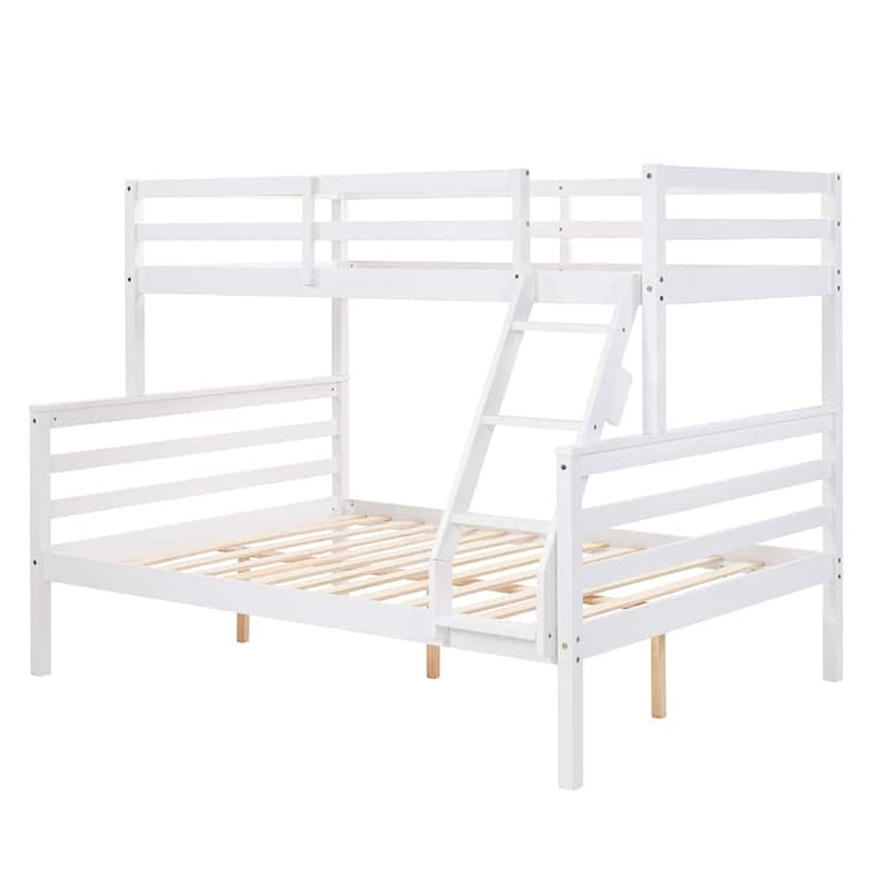 Twin Over Full Bunk Bed,Solid Wood Frame,High Guardrail,Safe for Kids