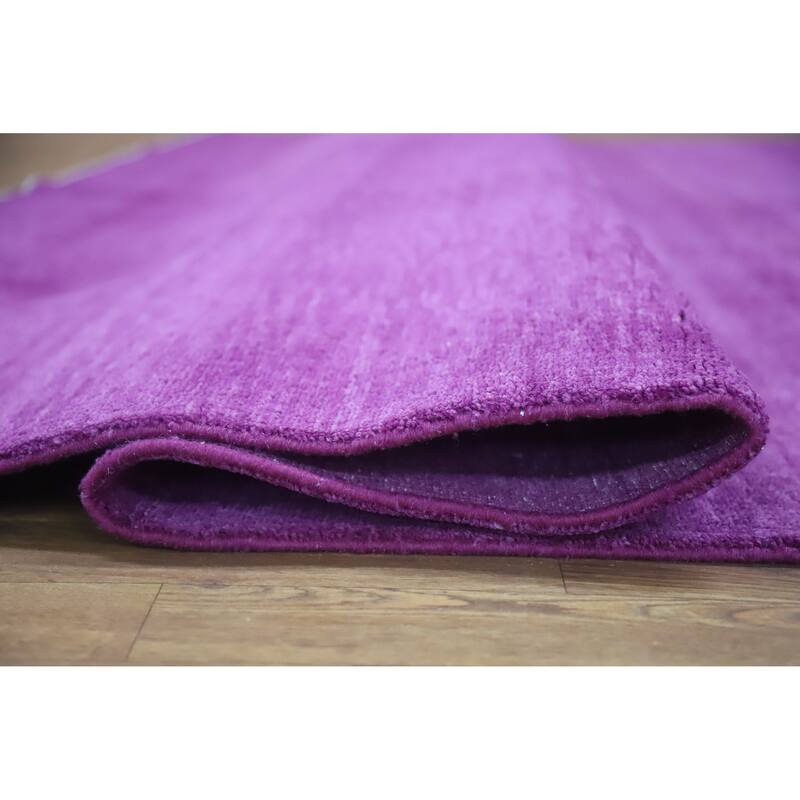 Hand Knotted Oriental 100% Wool Carpet Modern Solid Purples Gabbeh Area Rug - 12' 2'' X 9' 3''