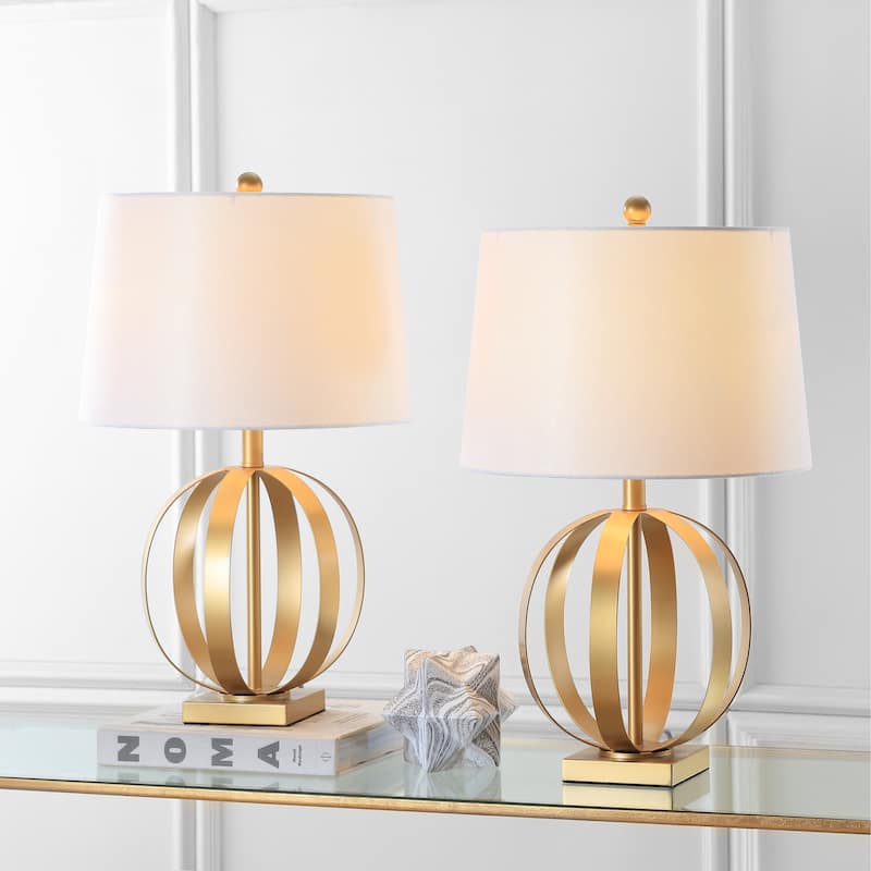 SAFAVIEH Lighting Fidenzia 25-inch Sphere Gold Table Lamp (Set of 2) - 15"x15"x24.5" - 15Wx15Dx25H