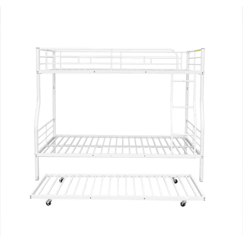 Full XL Over Queen Metal Bunk Bed with Trundle