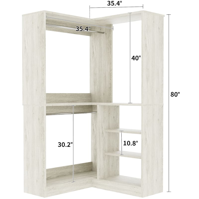 Cimly 131'' - 156'' Closet System with Makeup Vanity, All-in-one Corner Closet Organizer with Shoe Rack and Tower Shelves