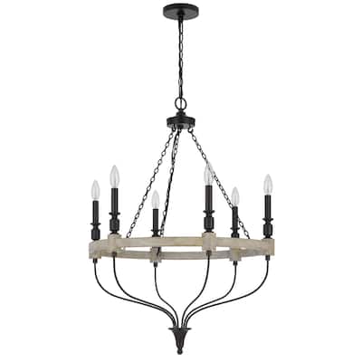 Grove 35" Height Metal Chandelier in Drifted wood/Black Finish
