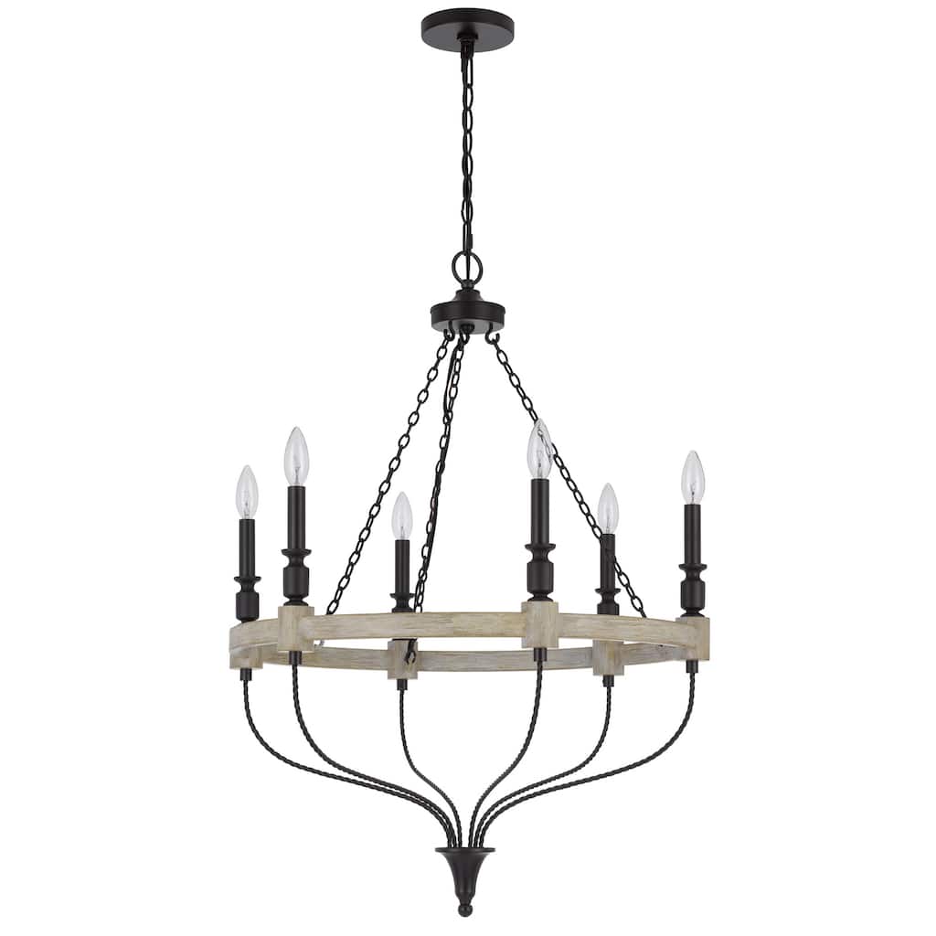 Grove 35" Height Metal Chandelier in Drifted wood/Black Finish