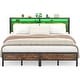 preview thumbnail 48 of 94, Farmhouse Wood Platform Bed Frame with Charged Station and LED Lights