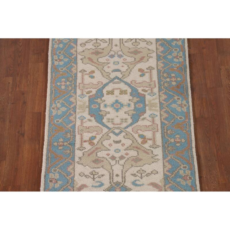 All-Over Oushak Oriental Runner Rug Handmade Wool Carpet - 2'7"x 10'0"