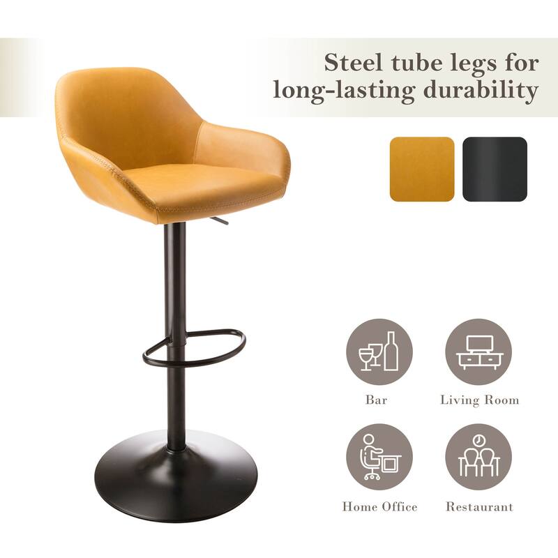 Glitzhome 41"H Round Wood Top High Pub Table with Gaslift Adjustable Swivel Bar Stools Set