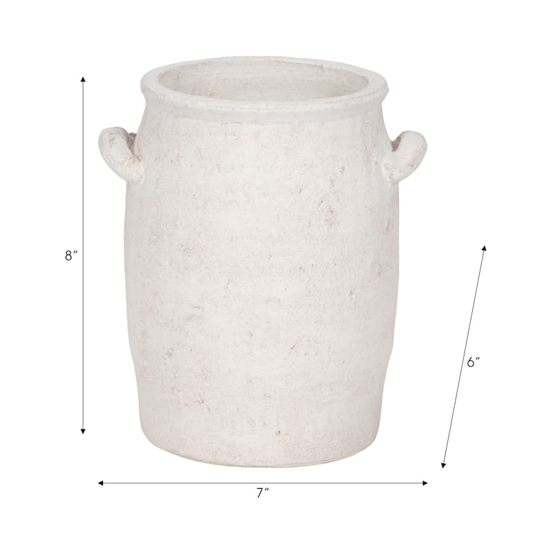 Ceramic Table Vase Rustic Handles Textured Artisan Decorative Accent