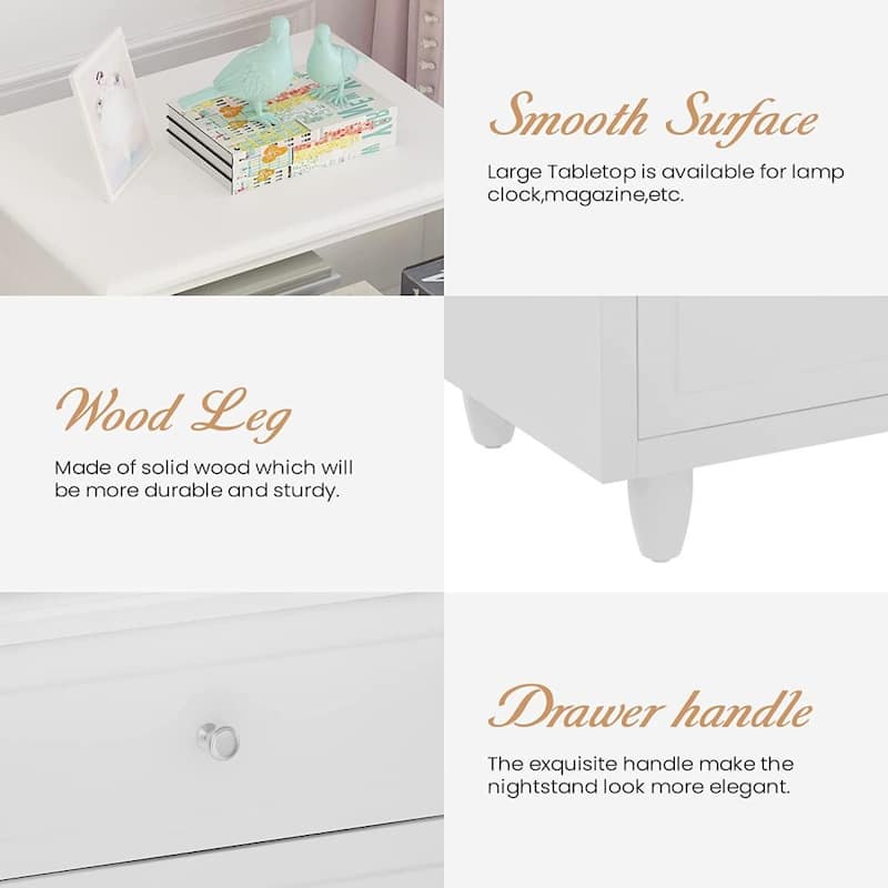 Mieres 23.6'' H Modern Style 3-Drawer Wooden End Side Table, Night Stand for Bedroom
