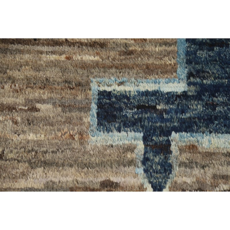 Geometric Moroccan Rug Hand-Knotted Bedroom Wool Carpet - 5'3" x 6'5"