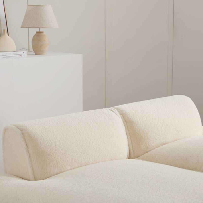 90" Plush Fabric Modular Sectional Sofa with High-Density Foam & Pocket Springs,and 2-Piece Fully Compressed Design