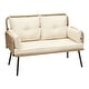 preview thumbnail 8 of 7, Moasis 42.5'' Beige Outdoor Patio Rattan Loveseat with Cushion
