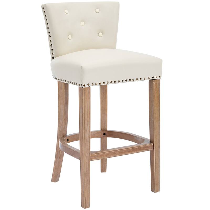 Bar Stools Set of 2,Seat Height 29.5" Leather Wooden Bar Stools