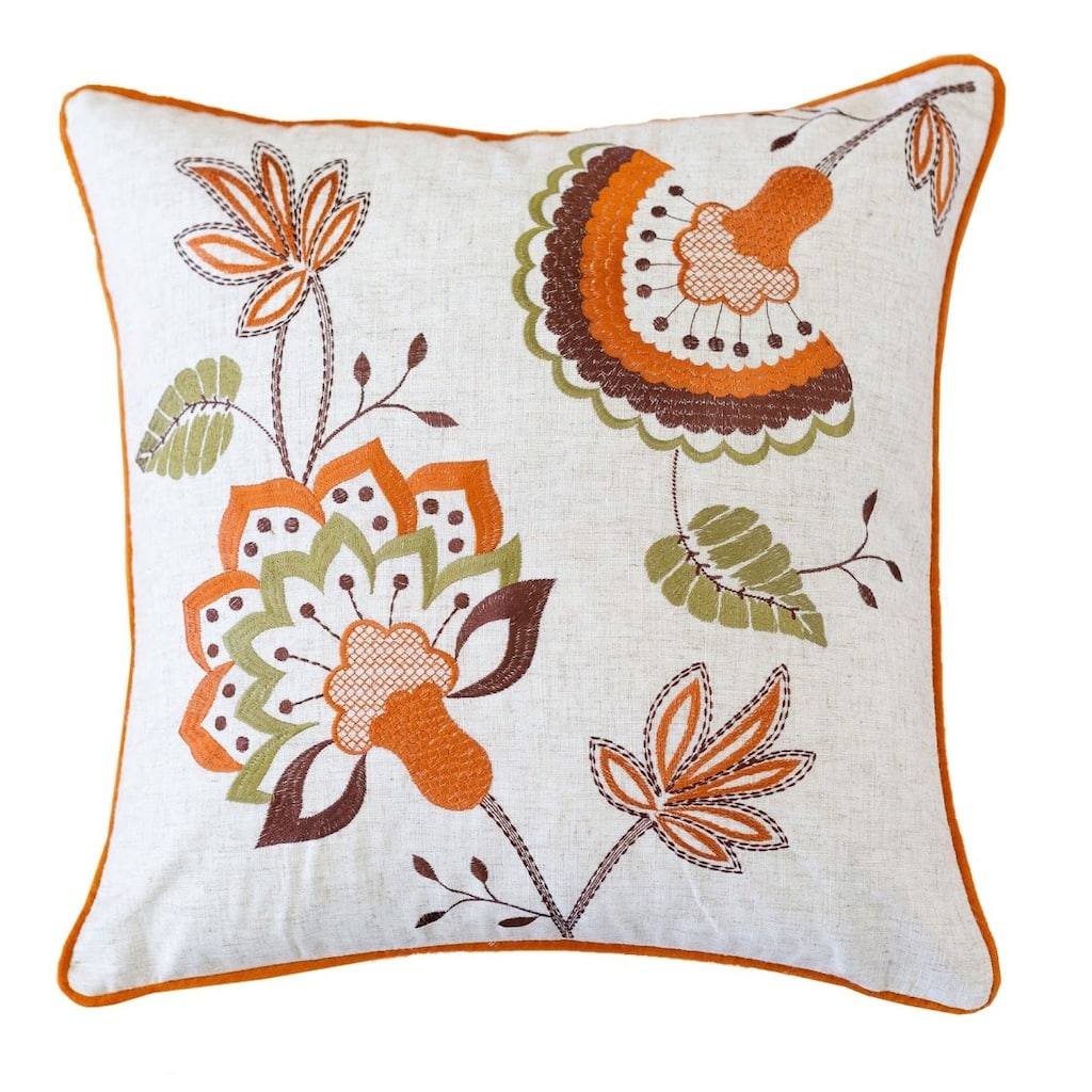 Homey Cozy Embroidery Throw Pillow Cover & Insert ( Set of 2 )