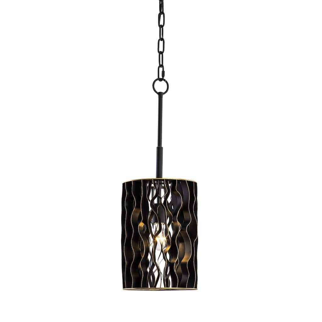 Varaluz Estela 1-Light Mini Pendant - Matte Black/French Gold