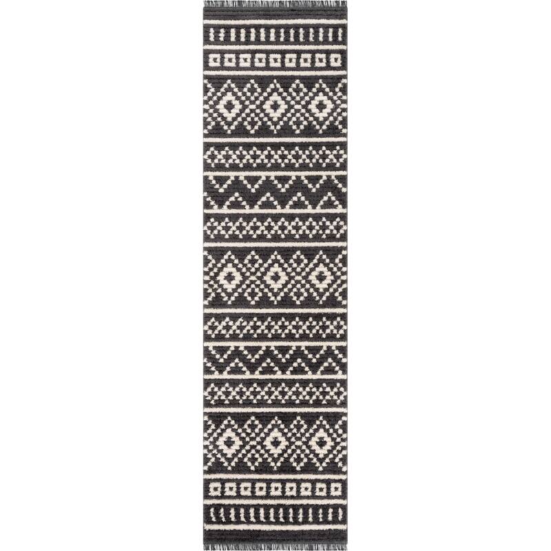 Well Woven Maya Nokomis Moroccan Trellis Diamond High Low Area Rug - 2' 7" x 9' 10" - Grey - Runner